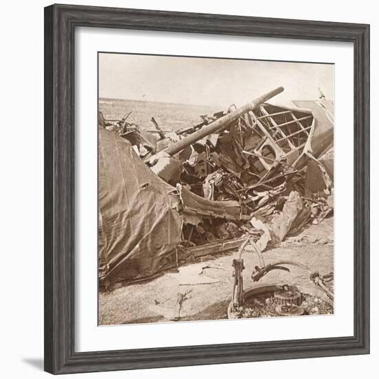 Crashed plane, Sainte-Marie-à-Py, northern France, c1914-c1918-Unknown-Framed Photographic Print