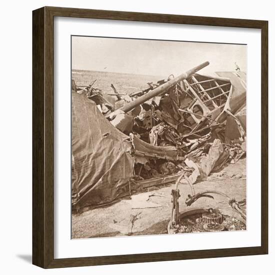 Crashed plane, Sainte-Marie-à-Py, northern France, c1914-c1918-Unknown-Framed Photographic Print