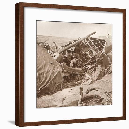 Crashed plane, Sainte-Marie-à-Py, northern France, c1914-c1918-Unknown-Framed Photographic Print