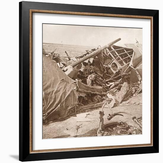 Crashed plane, Sainte-Marie-à-Py, northern France, c1914-c1918-Unknown-Framed Photographic Print