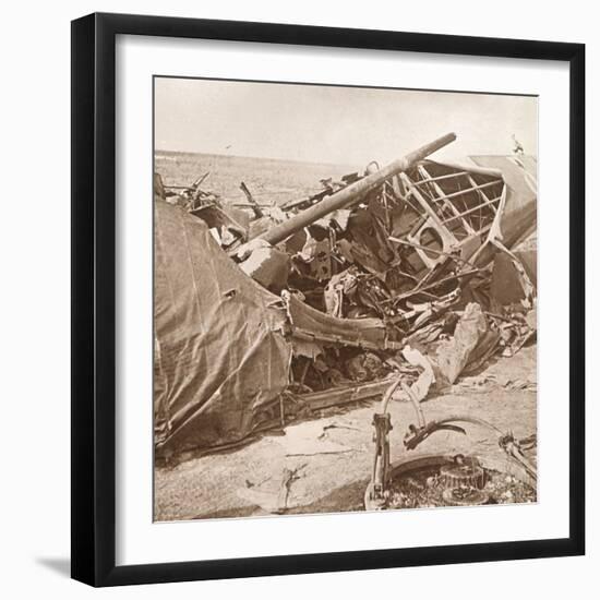 Crashed plane, Sainte-Marie-à-Py, northern France, c1914-c1918-Unknown-Framed Photographic Print