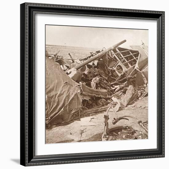 Crashed plane, Sainte-Marie-à-Py, northern France, c1914-c1918-Unknown-Framed Photographic Print