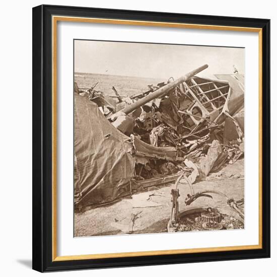 Crashed plane, Sainte-Marie-à-Py, northern France, c1914-c1918-Unknown-Framed Photographic Print