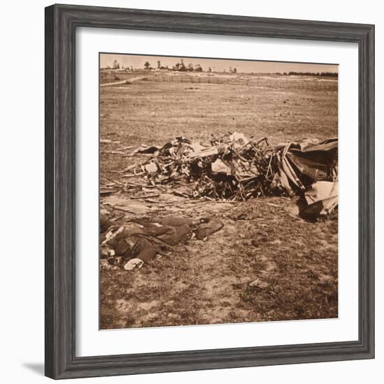 Crashed plane, Sainte-Marie-à-Py, northern France, c1914-c1918-Unknown-Framed Photographic Print