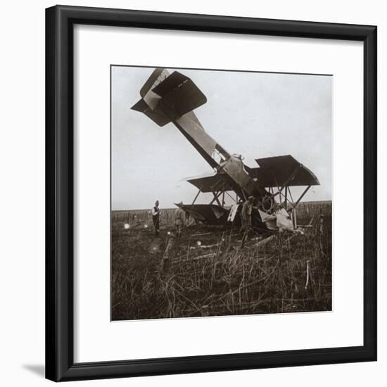 Crashed plane, Tracy-le-Val, northern France, c1914-c1918-Unknown-Framed Photographic Print