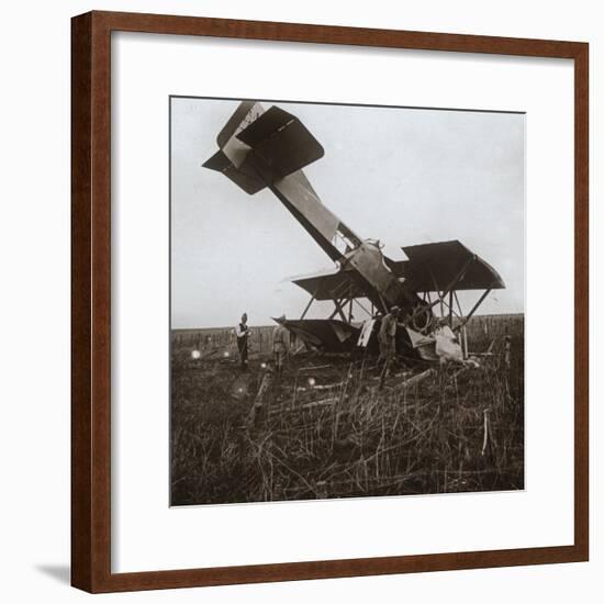 Crashed plane, Tracy-le-Val, northern France, c1914-c1918-Unknown-Framed Photographic Print