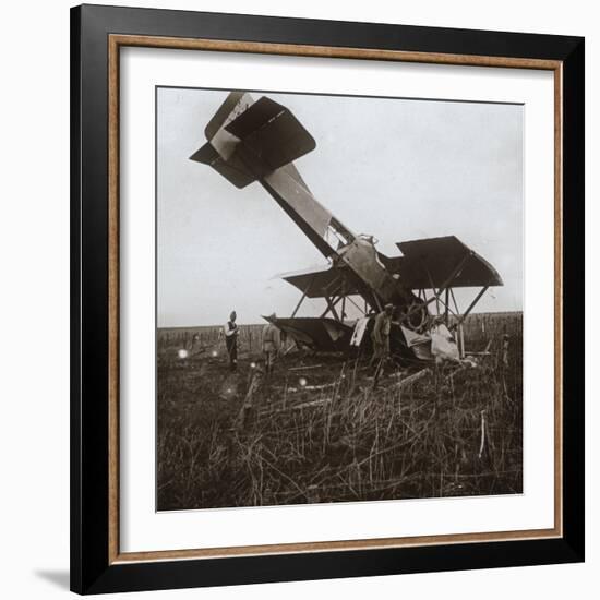 Crashed plane, Tracy-le-Val, northern France, c1914-c1918-Unknown-Framed Photographic Print