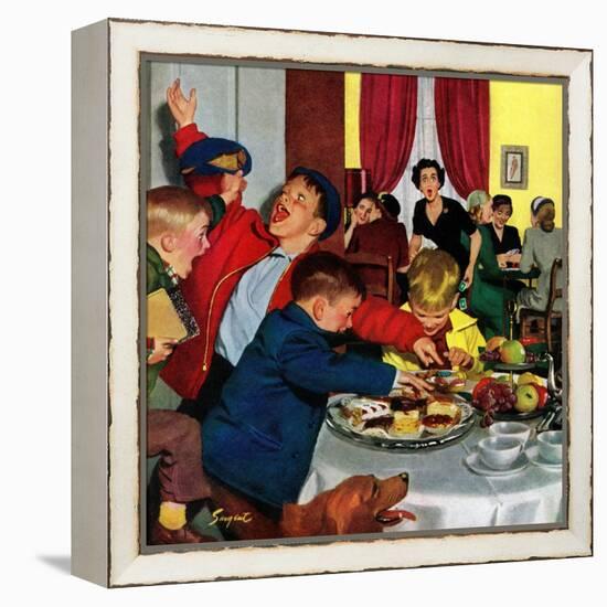 "Crashing Mom's Card Party", December 20, 1952-Richard Sargent-Framed Premier Image Canvas