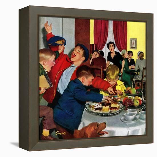 "Crashing Mom's Card Party", December 20, 1952-Richard Sargent-Framed Premier Image Canvas