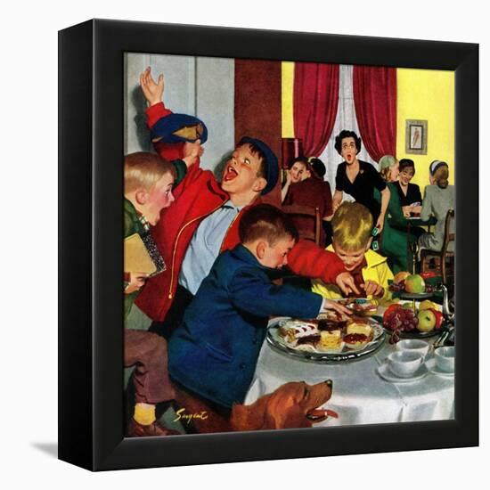 "Crashing Mom's Card Party", December 20, 1952-Richard Sargent-Framed Premier Image Canvas