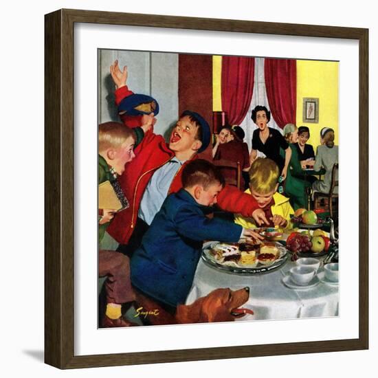 "Crashing Mom's Card Party", December 20, 1952-Richard Sargent-Framed Giclee Print