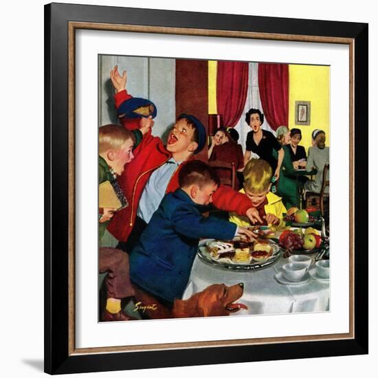 "Crashing Mom's Card Party", December 20, 1952-Richard Sargent-Framed Giclee Print