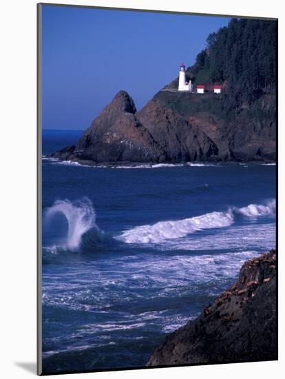 Crashing Waves and Sea Lions, Heceta Head Lighthouse, Oregon, USA-Brent Bergherm-Mounted Photographic Print