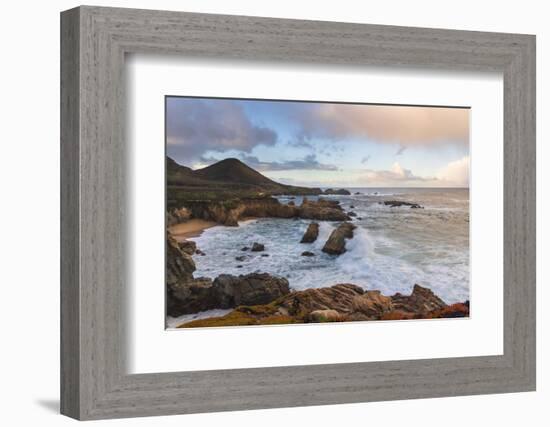 Crashing waves at sunrise along the coast of Big Sur, California-Sheila Haddad-Framed Photographic Print