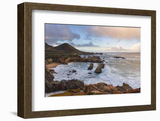 Crashing waves at sunrise along the coast of Big Sur, California-Sheila Haddad-Framed Photographic Print