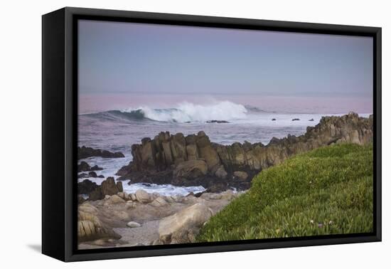 Crashing Waves at Sunset Along Pacific Ocean, Monterey, Peninsula, CA-Sheila Haddad-Framed Premier Image Canvas