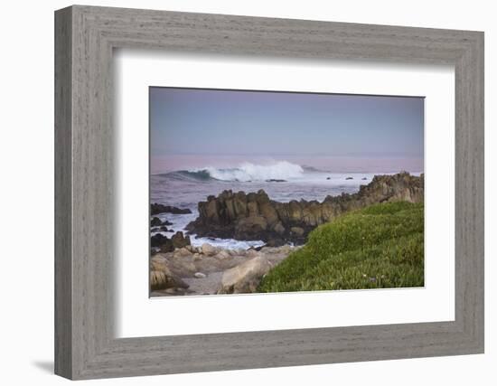 Crashing Waves at Sunset Along Pacific Ocean, Monterey, Peninsula, CA-Sheila Haddad-Framed Photographic Print