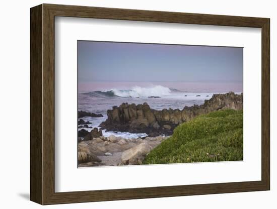 Crashing Waves at Sunset Along Pacific Ocean, Monterey, Peninsula, CA-Sheila Haddad-Framed Photographic Print