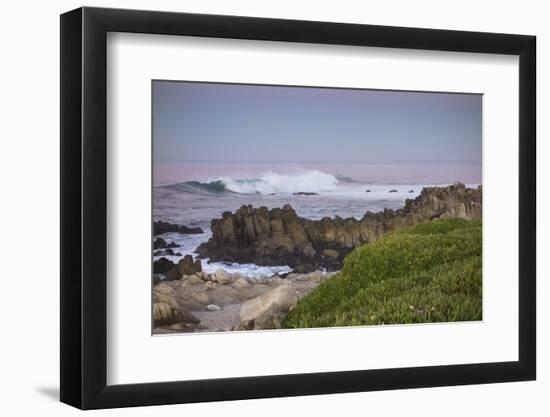 Crashing Waves at Sunset Along Pacific Ocean, Monterey, Peninsula, CA-Sheila Haddad-Framed Photographic Print