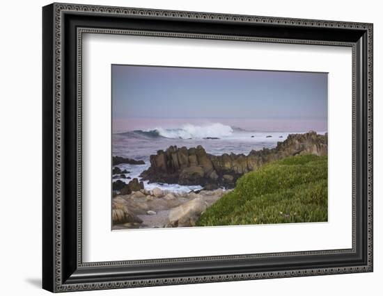 Crashing Waves at Sunset Along Pacific Ocean, Monterey, Peninsula, CA-Sheila Haddad-Framed Photographic Print