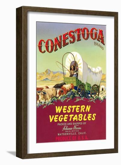 Crate Label for Conestoga Vegetables-null-Framed Premium Giclee Print