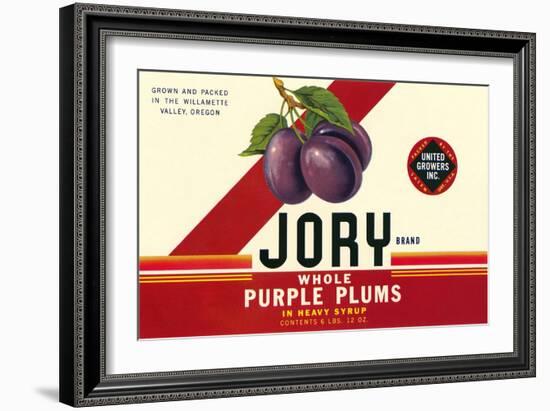 Crate Label for Jory Purple Plums-null-Framed Art Print