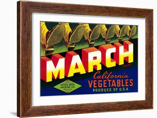 Crate Label for March Vegetables-null-Framed Art Print