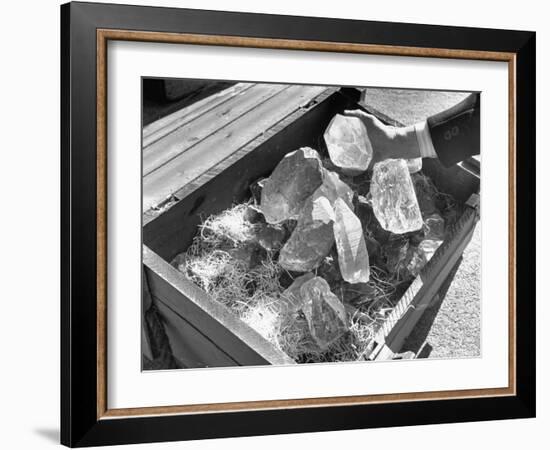 Crated Quartz Crystals That are Part of the U.S. Strategic Materials Stockpile-Ed Clark-Framed Photographic Print
