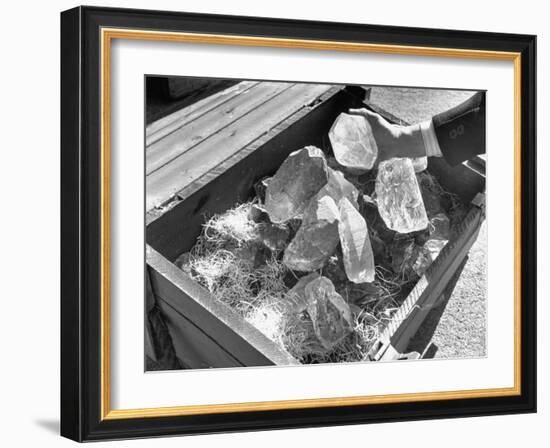 Crated Quartz Crystals That are Part of the U.S. Strategic Materials Stockpile-Ed Clark-Framed Photographic Print