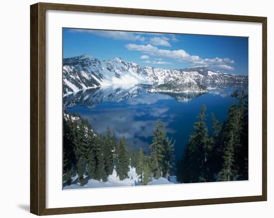 Crater Lake During a Cold Winter, Oregon, USA-Janis Miglavs-Framed Photographic Print