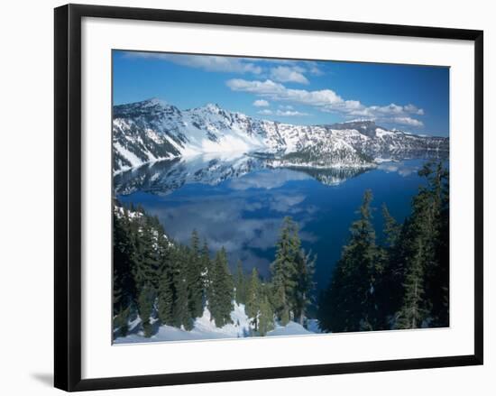 Crater Lake During a Cold Winter, Oregon, USA-Janis Miglavs-Framed Photographic Print