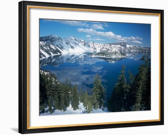 Crater Lake During a Cold Winter, Oregon, USA-Janis Miglavs-Framed Photographic Print