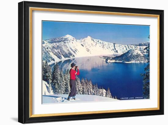 Crater Lake in Winter, Oregon-null-Framed Art Print