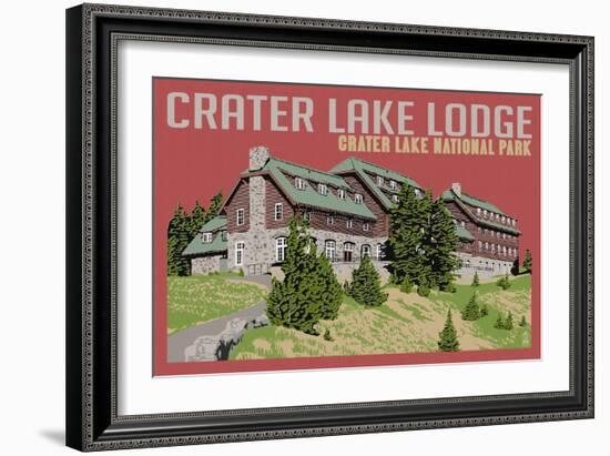 Crater Lake National Park, Oregon - Lodge-Lantern Press-Framed Art Print