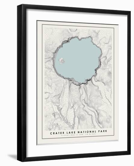 Crater Lake National Park Topographical Print-null-Framed Art Print