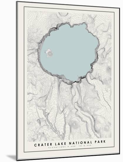 Crater Lake National Park Topographical Print-null-Mounted Art Print