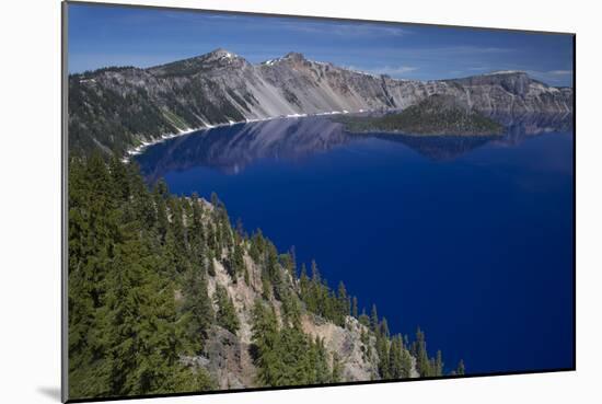 Crater Lake Showing Wizard Island (Volcanic Cone)-null-Mounted Photographic Print