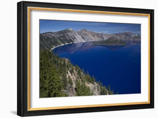 Crater Lake Showing Wizard Island (Volcanic Cone)-null-Framed Photographic Print