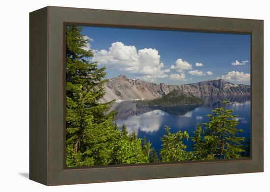 Crater Lake, Wizard Island, Crater Lake National Park, Oregon, USA-Michel Hersen-Framed Premier Image Canvas