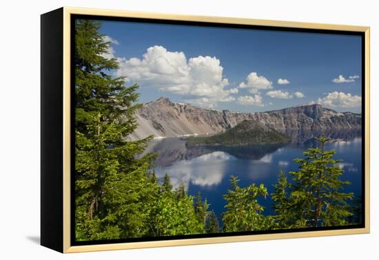 Crater Lake, Wizard Island, Crater Lake National Park, Oregon, USA-Michel Hersen-Framed Premier Image Canvas