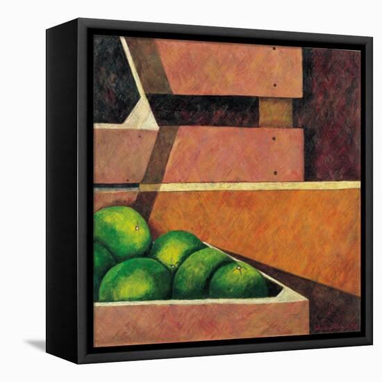 Crates with Green Oranges, 1999-Pedro Diego Alvarado-Framed Premier Image Canvas