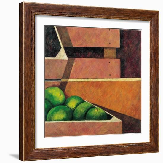 Crates with Green Oranges, 1999-Pedro Diego Alvarado-Framed Giclee Print