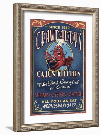 Crawfish - Vintage Sign-Lantern Press-Framed Art Print