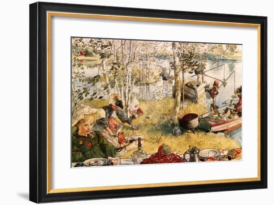 Crayfishing-Carl Larsson-Framed Art Print