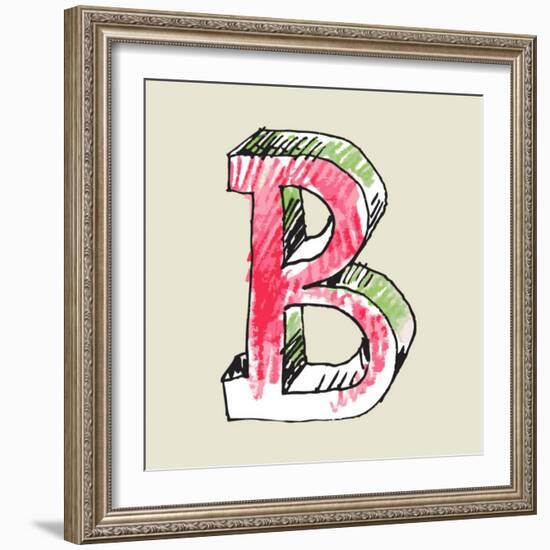 Crayon Alphabet, Hand Drawn Letter B-Andriy Zholudyev-Framed Art Print