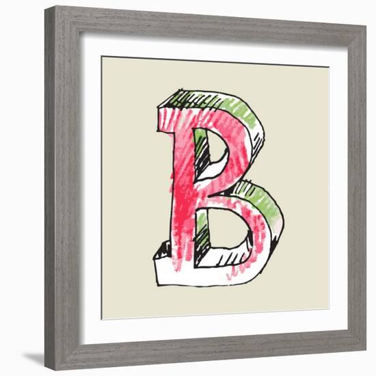 Crayon Alphabet, Hand Drawn Letter B-Andriy Zholudyev-Framed Art Print