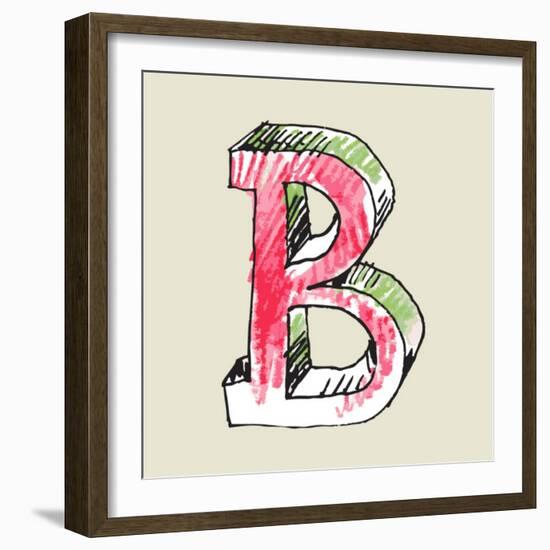 Crayon Alphabet, Hand Drawn Letter B-Andriy Zholudyev-Framed Art Print