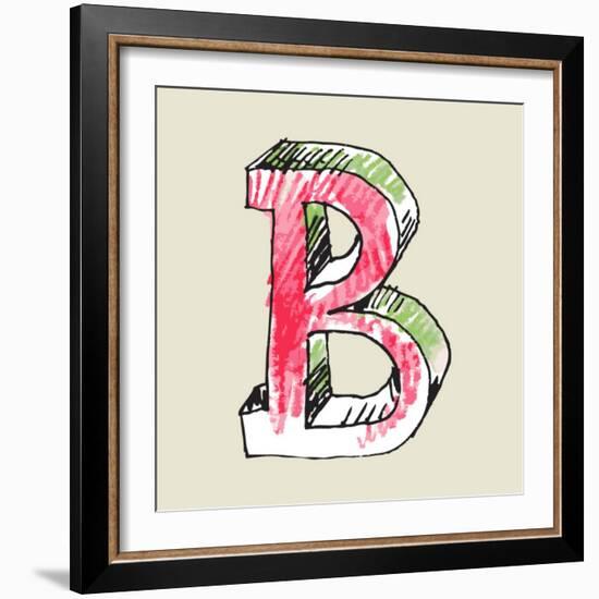 Crayon Alphabet, Hand Drawn Letter B-Andriy Zholudyev-Framed Art Print