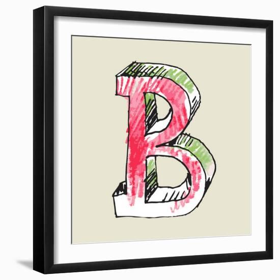 Crayon Alphabet, Hand Drawn Letter B-Andriy Zholudyev-Framed Art Print