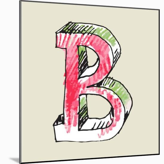 Crayon Alphabet, Hand Drawn Letter B-Andriy Zholudyev-Mounted Art Print